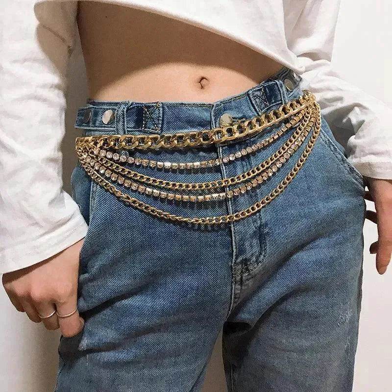 Summer Jewelry Hot Pants Chain Multilayer Chain Gold Fashion Jeans Hip Hop Punk Street Shooting Accessories Waist Chain Women - EX-STOCK Canada