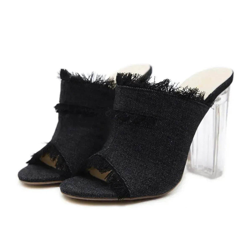 summer new jeans, high heels, fish mouth sandals, shoes, and toes with crystal high heels. - EX-STOCK Canada