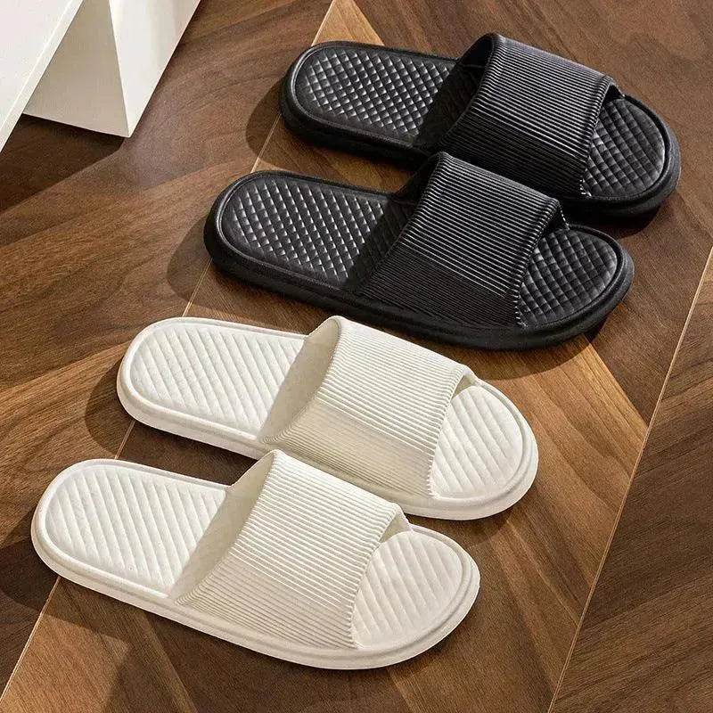 Summer Slipper Indoor House Shoes For Men Women Couples Solid Color Rhombus Striped Non-slip Bathroom Slippers - EX-STOCK Canada