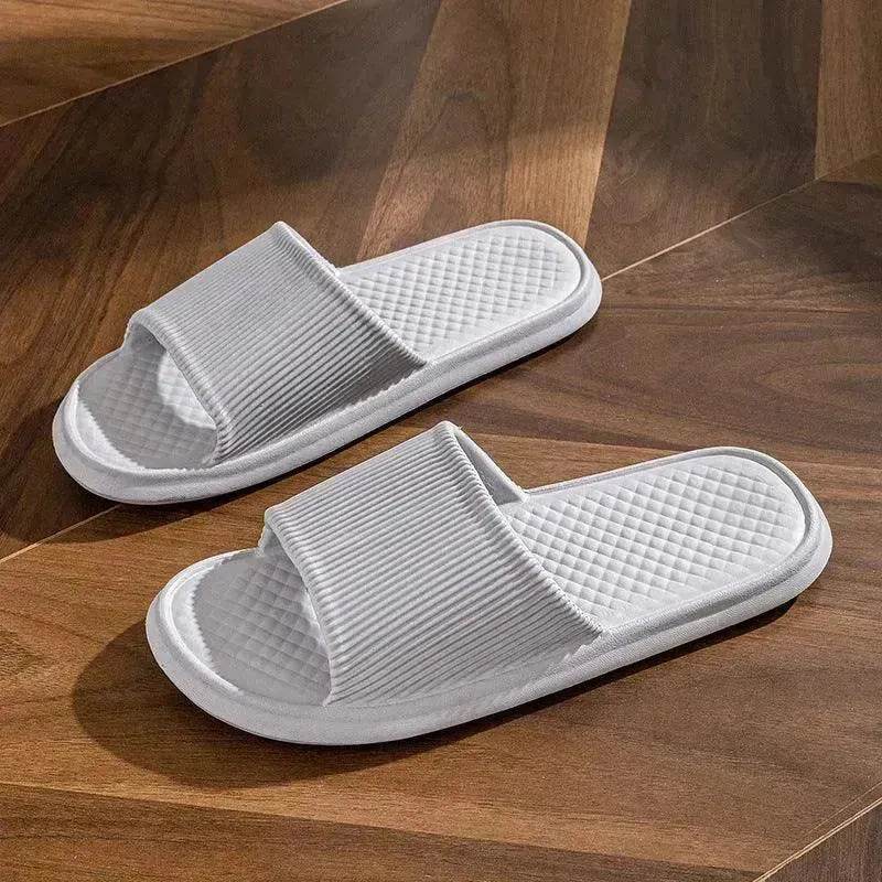 Summer Slipper Indoor House Shoes For Men Women Couples Solid Color Rhombus Striped Non-slip Bathroom Slippers - EX-STOCK Canada