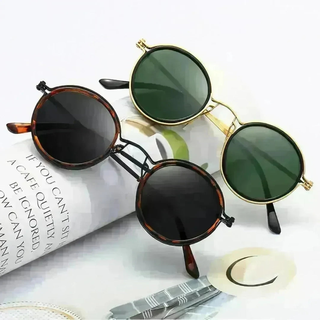 Sunscreen Retro Style Round Frame Metal Sunglasses - EX-STOCK CANADA
