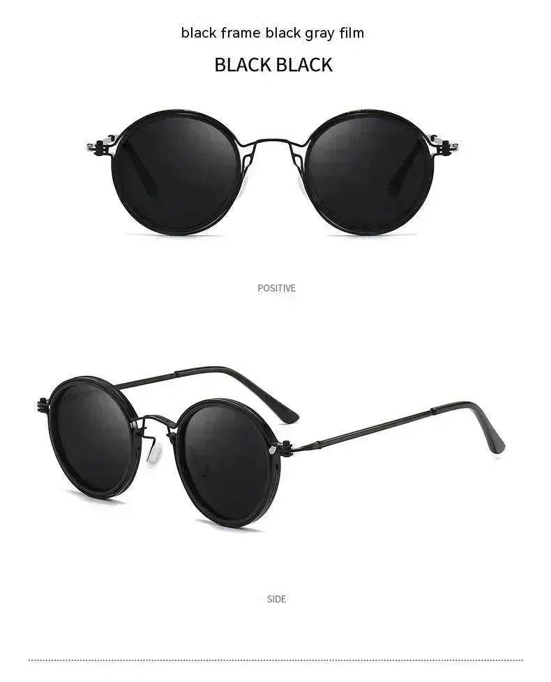 Sunscreen Retro Style Round Frame Metal Sunglasses - EX-STOCK Canada