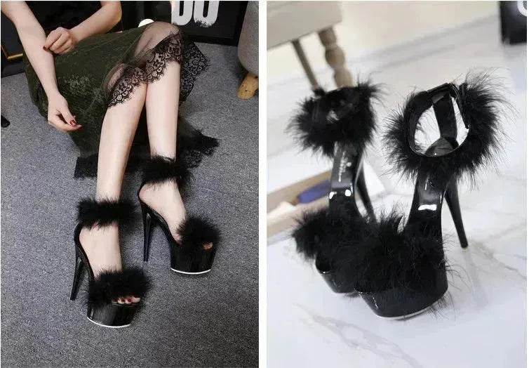 Super High Heel Plush Sandals Women's Thin Heel - EX-STOCK Canada