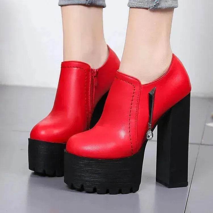 Super high heels ladies 15cm round head waterproof shoes - EX-STOCK Canada