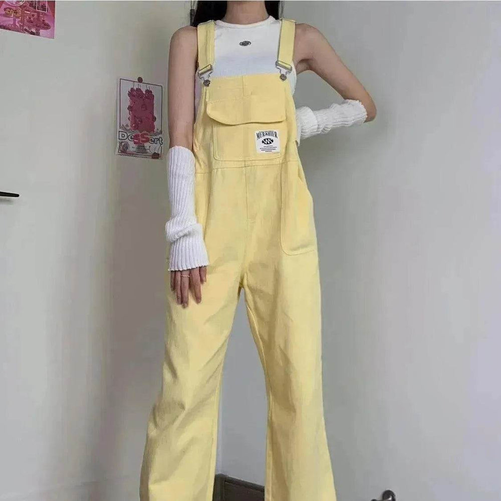 Suspender Pants High Waist Loose Straight Slimming Women - EX-STOCK Canada