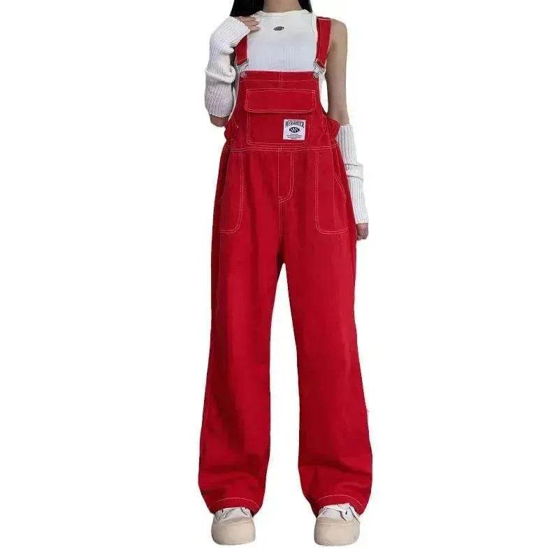 Suspender Pants High Waist Loose Straight Slimming Women - EX-STOCK Canada