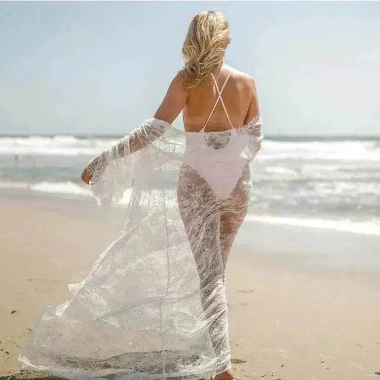 Swimsuit Lace Vacation Beach Blouse Bikini Sunscreen Wear - EX-STOCK Canada