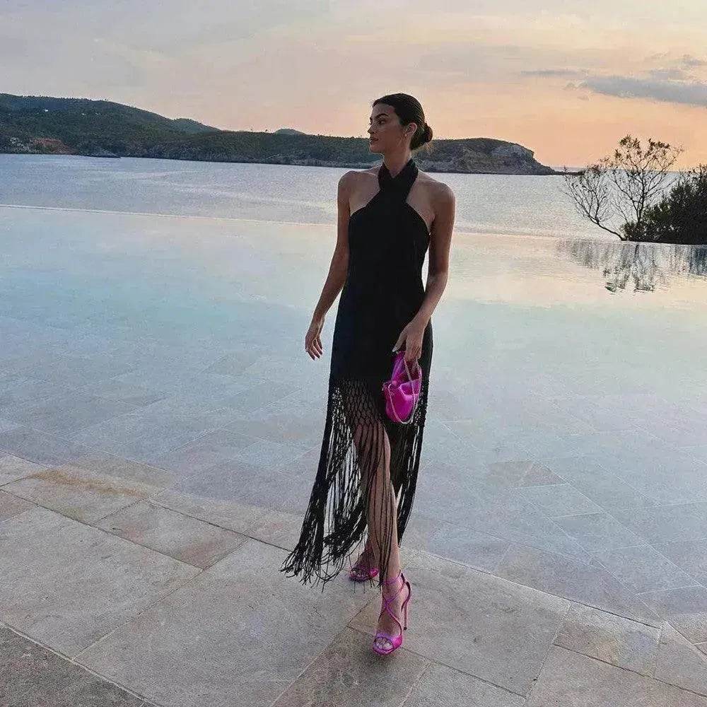 Tassel Hangings Collar Linen Dress - EX-STOCK Canada