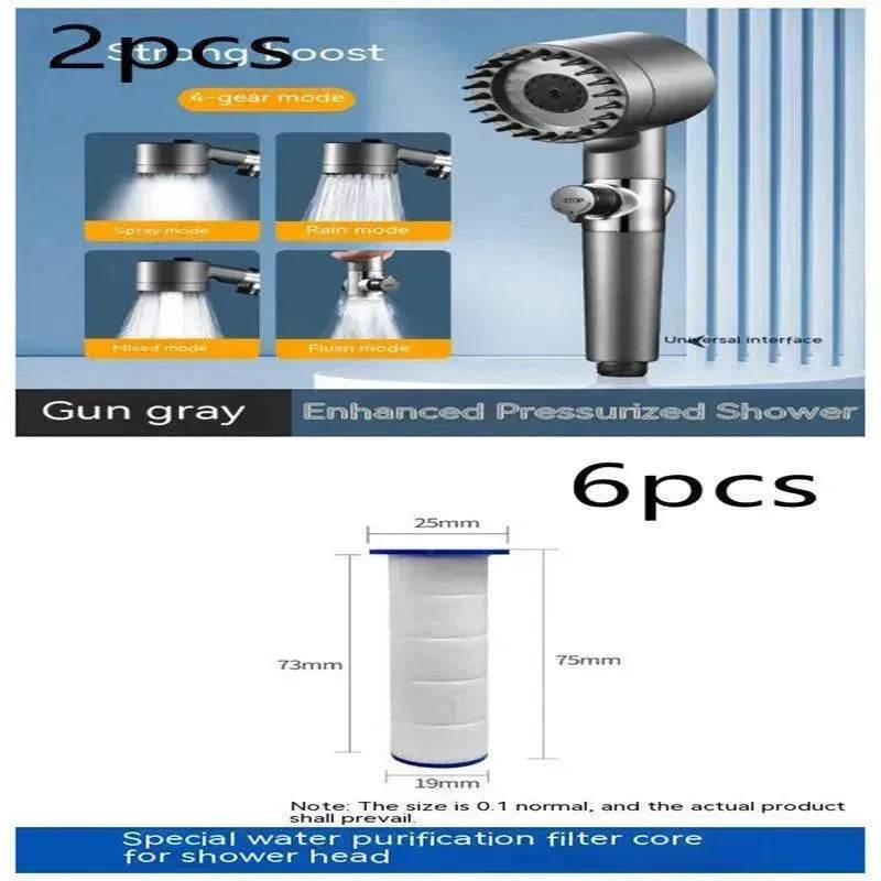 The Third Gear Adjustable Strong Supercharged Shower Head Household Bath Shower Hose Shower Head - EX-STOCK Canada
