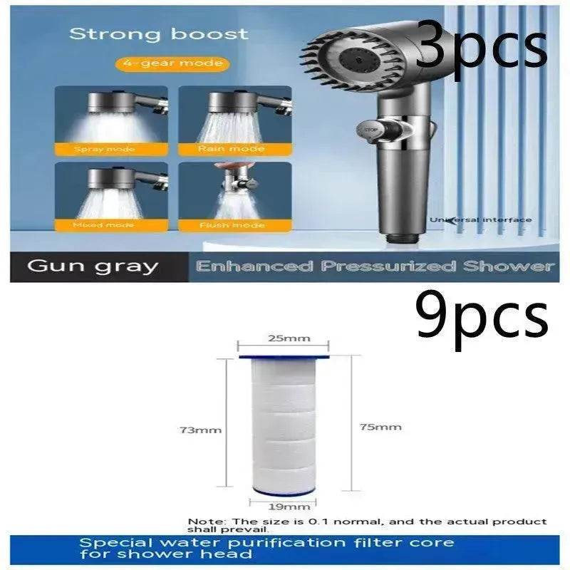 The Third Gear Adjustable Strong Supercharged Shower Head Household Bath Shower Hose Shower Head - EX-STOCK Canada