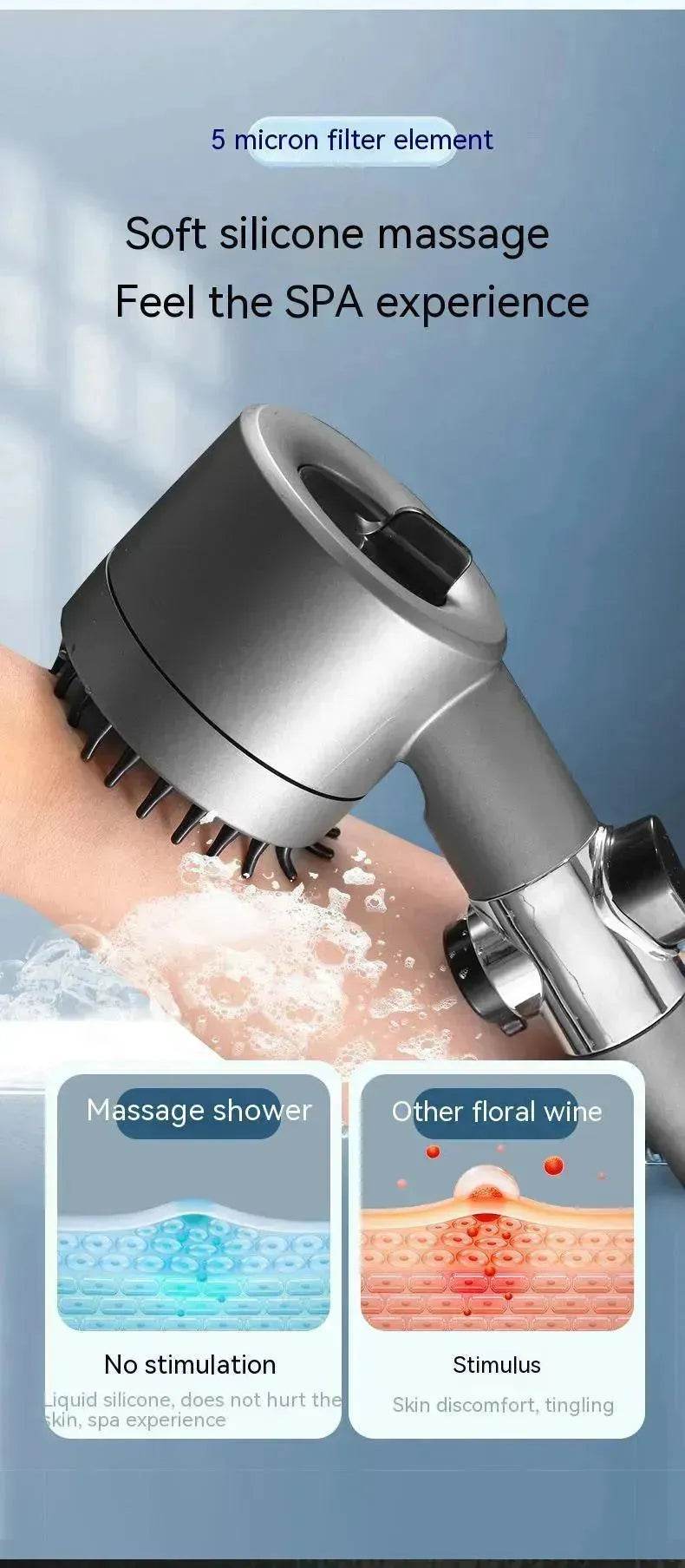 The Third Gear Adjustable Strong Supercharged Shower Head Household Bath Shower Hose Shower Head - EX-STOCK Canada