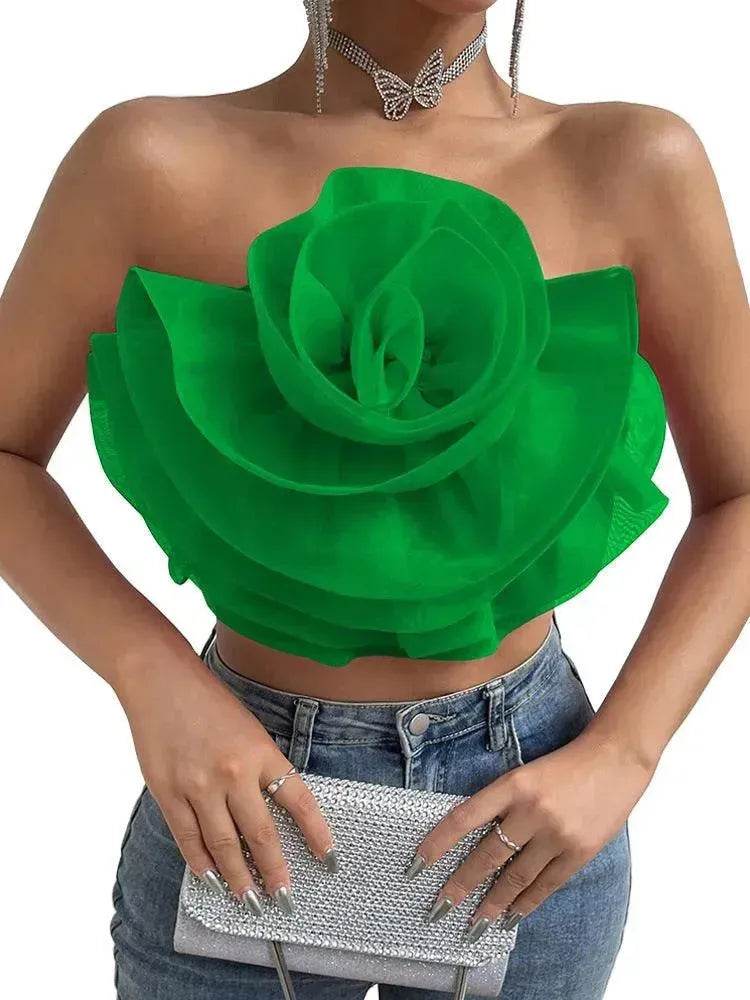 Three-dimensional Organza Flower Small Sling Chest-wrapped Vest - EX-STOCK Canada