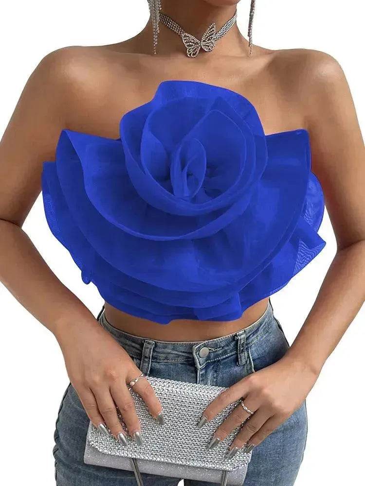 Three-dimensional Organza Flower Small Sling Chest-wrapped Vest - EX-STOCK Canada