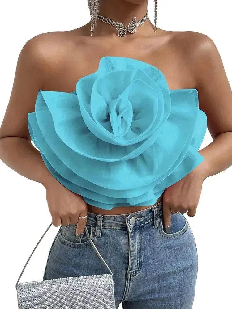 Three-dimensional Organza Flower Small Sling Chest-wrapped Vest - EX-STOCK Canada