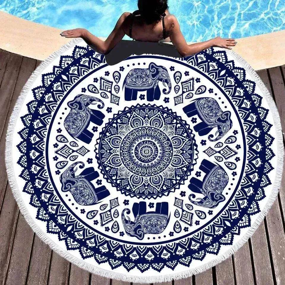 Tie-dye Colorful Digital Printing Microfiber Round Beach Towel - EX-STOCK Canada