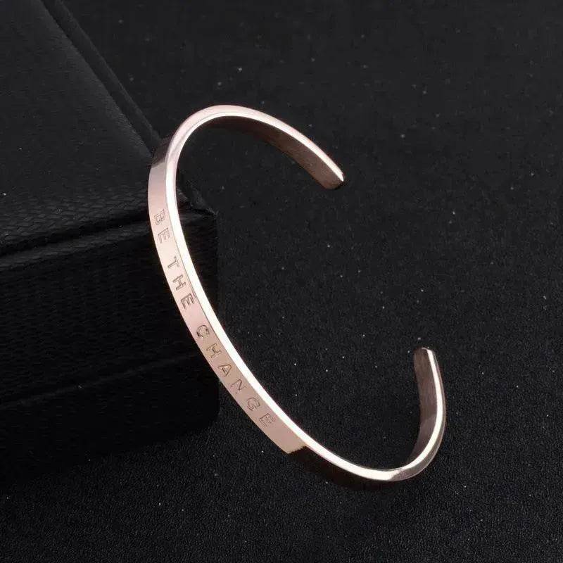 Titanium Steel Open-end Engraved Fashion Bracelet for Women - EX-STOCK Canada