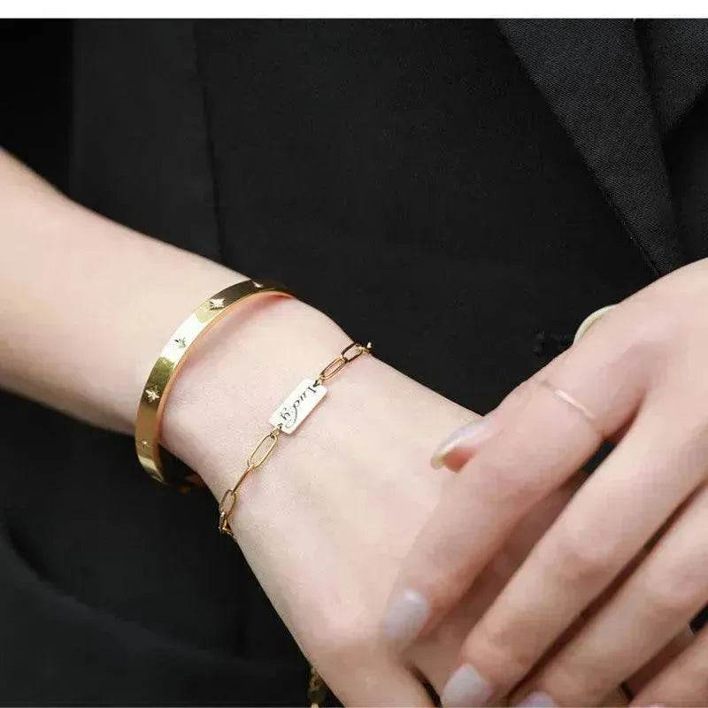 Titanium Steel Plated 18K Gold Star Bracelet for Women Gold Bracelet - EX-STOCK Canada