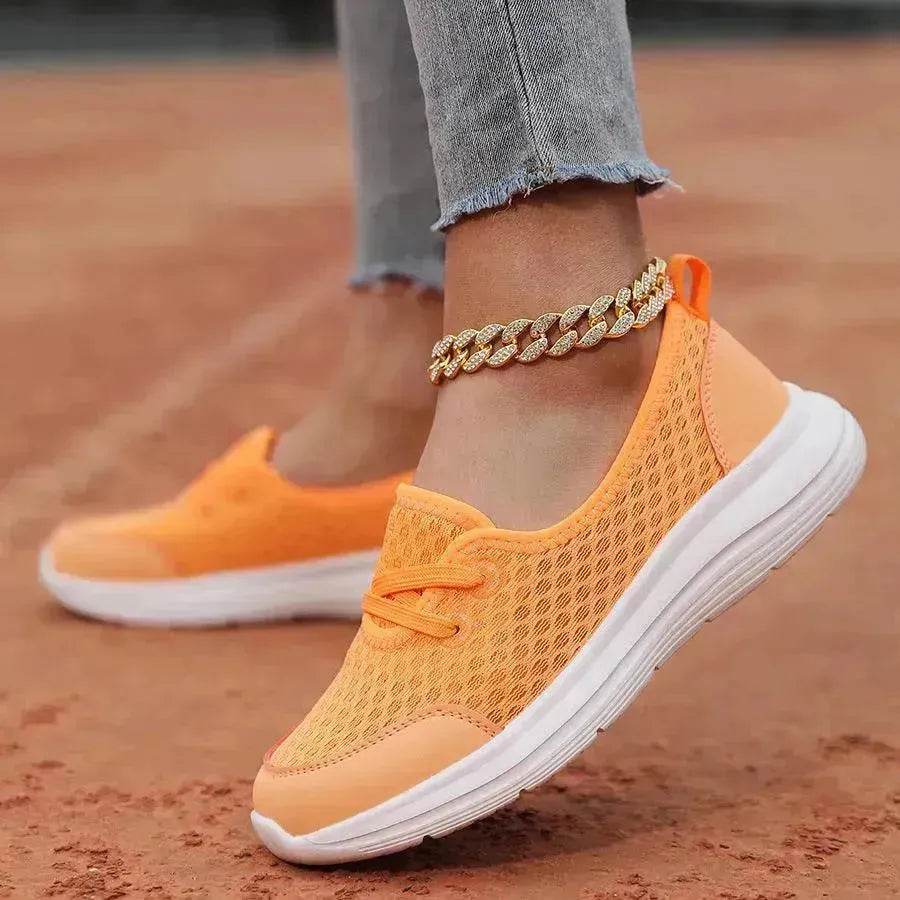 Trendy Lace-up Mesh Sneakers Fashion Sports Shoes Women Solid Cozy Flats Shoes sneakers for women - EX-STOCK Canada