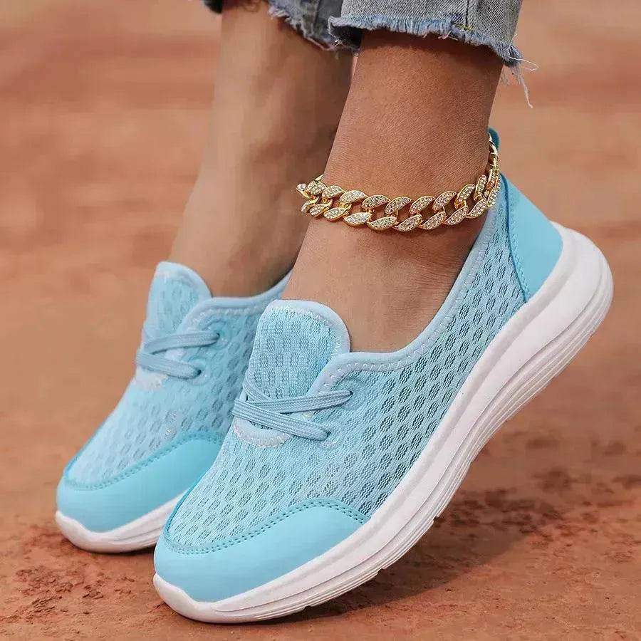 Trendy Lace-up Mesh Sneakers Fashion Sports Shoes Women Solid Cozy Flats Shoes sneakers for women - EX-STOCK Canada