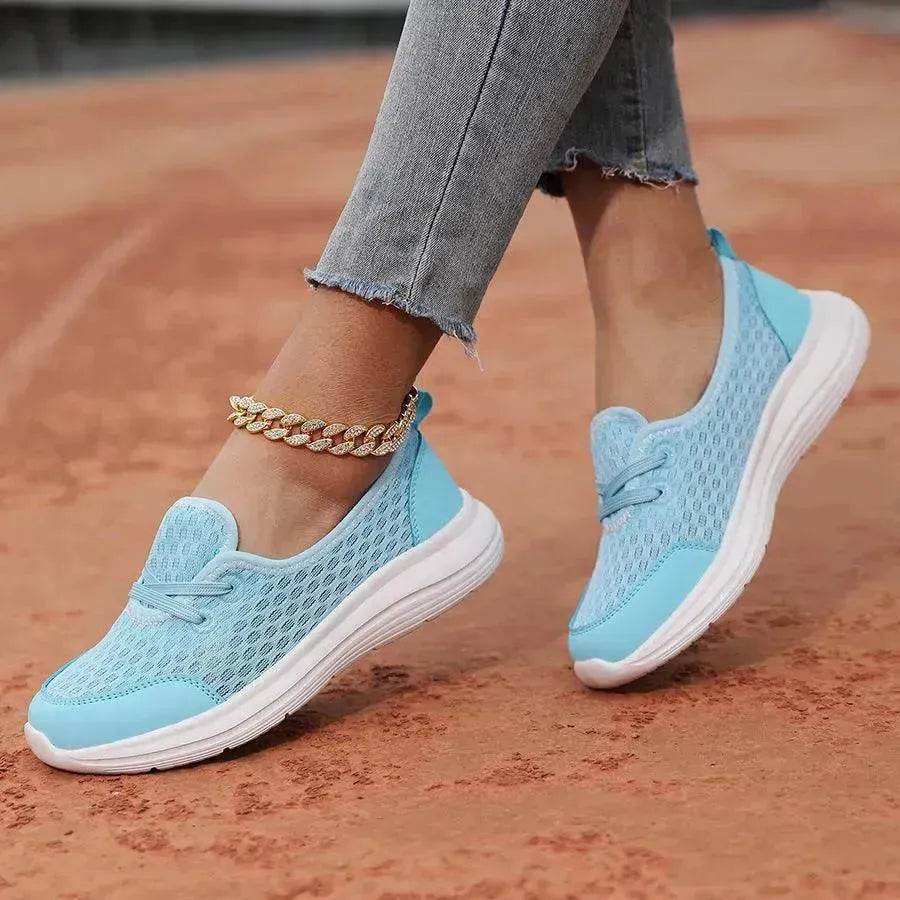 Trendy Lace-up Mesh Sneakers Fashion Sports Shoes Women Solid Cozy Flats Shoes sneakers for women - EX-STOCK Canada