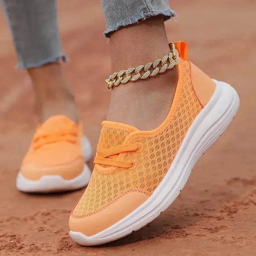 Trendy Lace-up Mesh Sneakers Fashion Sports Shoes Women Solid Cozy Flats Shoes sneakers for women - EX-STOCK Canada
