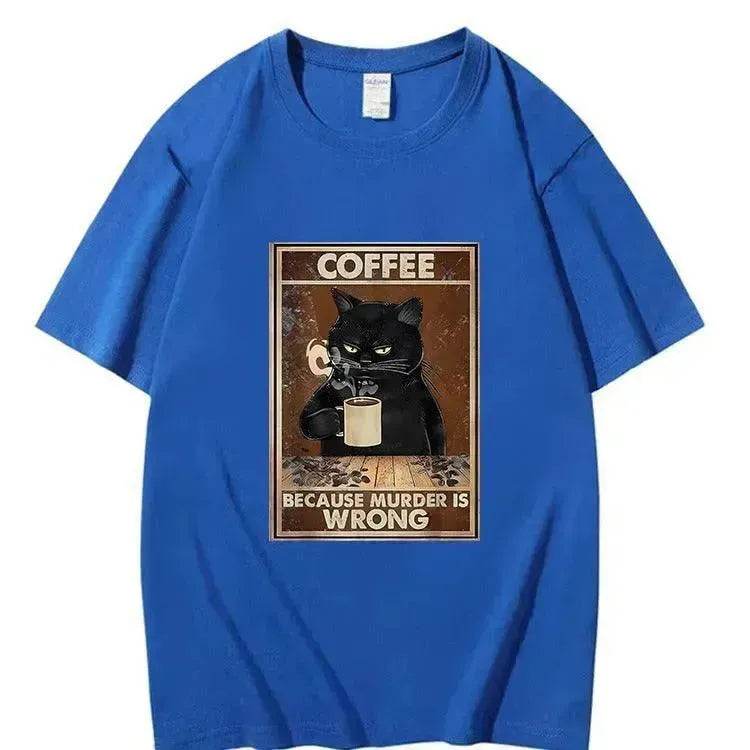 Trendy Short Sleeve Cat Poster Printed Unisex Casual T-shirt - EX-STOCK Canada