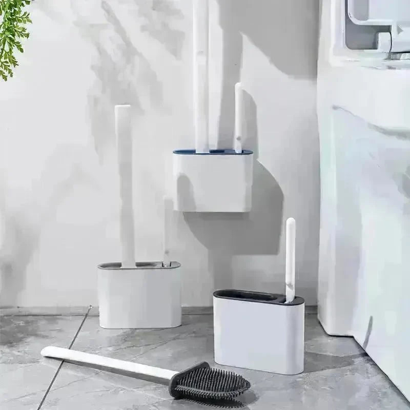 Two-in-one Set Of Silicone Brush Head Toilet Cleaning Brush - EX-STOCK CANADA