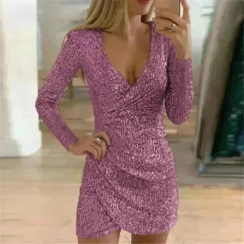V-neck Hip Irregular Skirt Long Sleeve Women - EX-STOCK CANADA