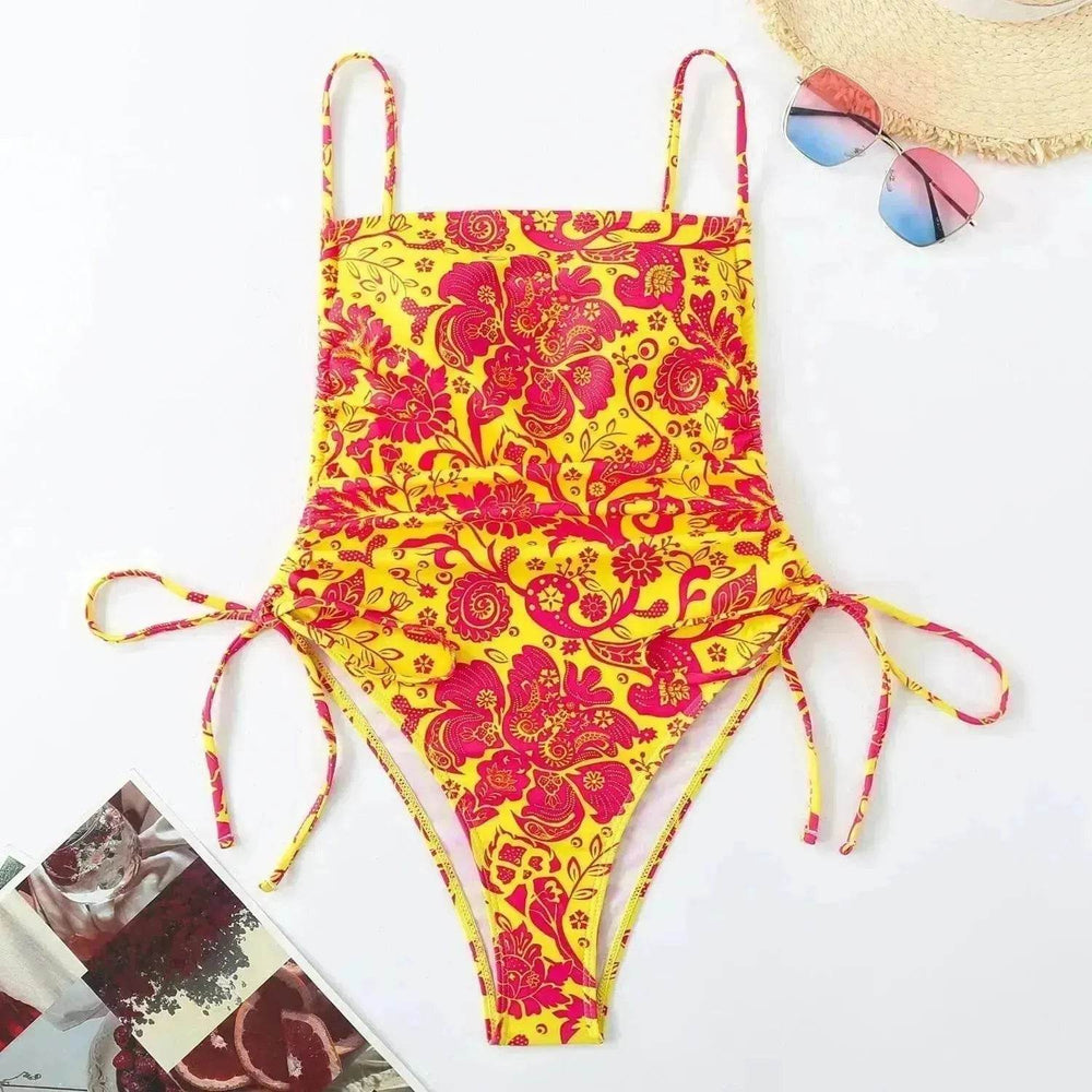 Vacation Style Drawstring Slimming Charming One Piece Swimsuit - EX-STOCK Canada