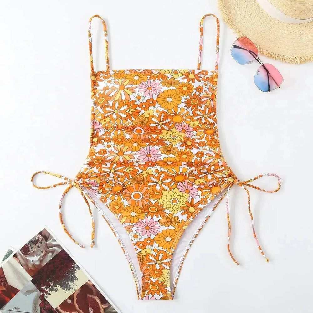 Vacation Style Drawstring Slimming Charming One Piece Swimsuit - EX-STOCK Canada