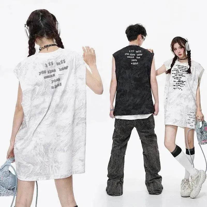 Vintage Batik Ink Letter Printing Tank Top Vest - EX-STOCK Canada