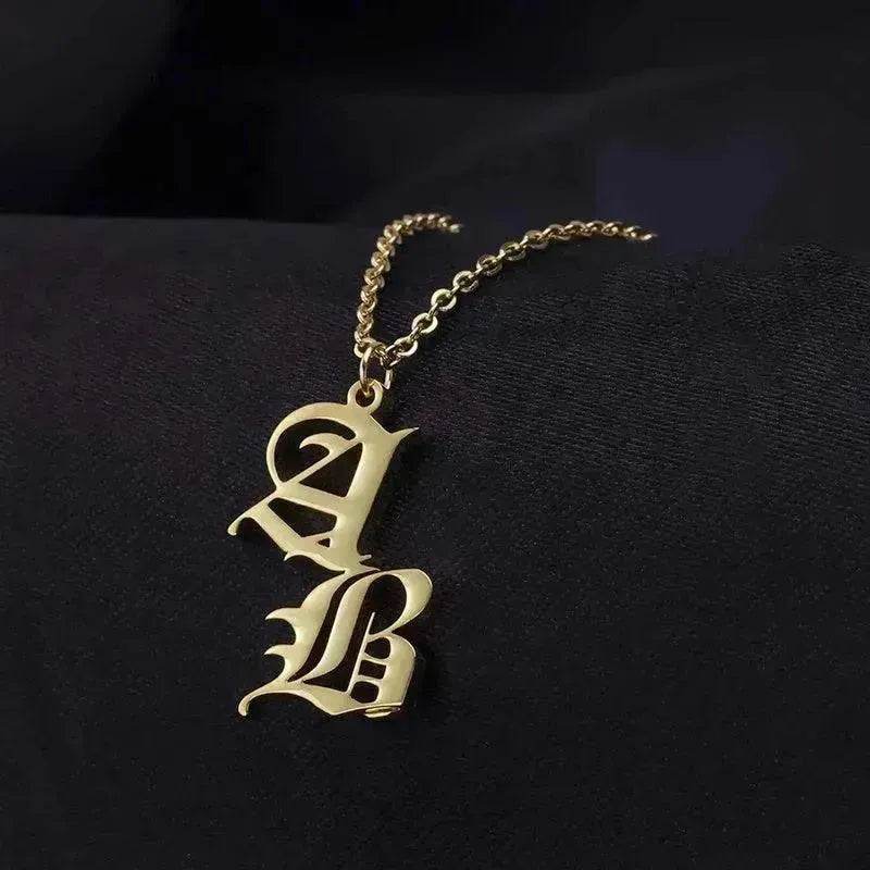 Vintage Old English Double Initial Letter Pendant Necklace Jewelry For Women Custom - EX-STOCK Canada