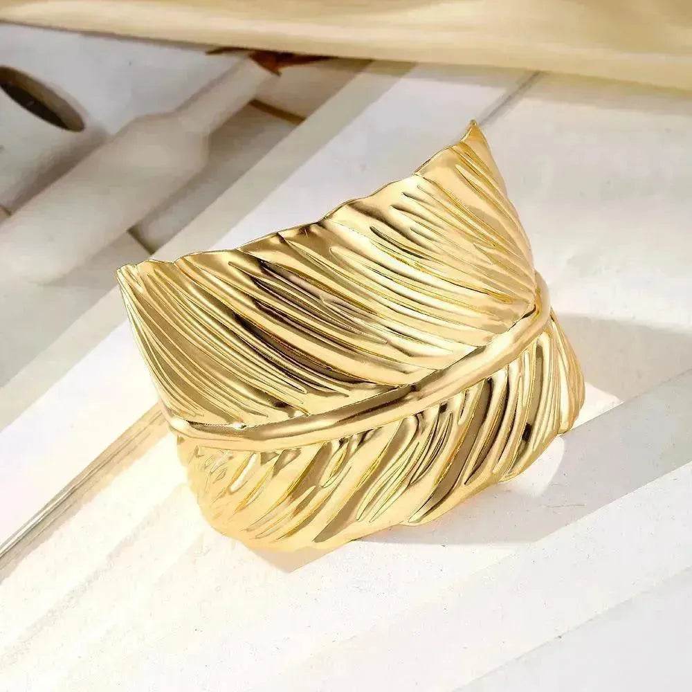Wide Leaf Personalized Opening Exaggerated Bracelet for Women - EX-STOCK Canada