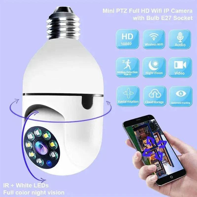 WiFi CAMERA 1080P Bulb 4X Zoom Camera E27 Home 5GWiFi Alarm Monitor Best Home Security Camera System Wireless CCTV Outdoor Security Camera - EX-STOCK Canada