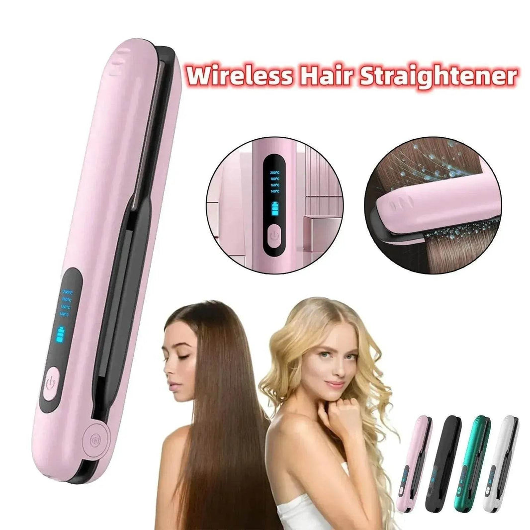 Wireless Hair Straightener Flat Iron Mini 2 IN 1 Roller USB 5000mAh Max 200 Degree Portable Cordless Curler 4 Levels Dry And Wet Uses - EX-STOCK Canada