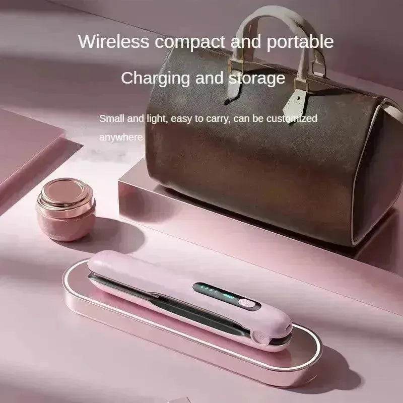 Wireless Hair Straightener Flat Iron Mini 2 IN 1 Roller USB 5000mAh Max 200 Degree Portable Cordless Curler 4 Levels Dry And Wet Uses - EX-STOCK Canada