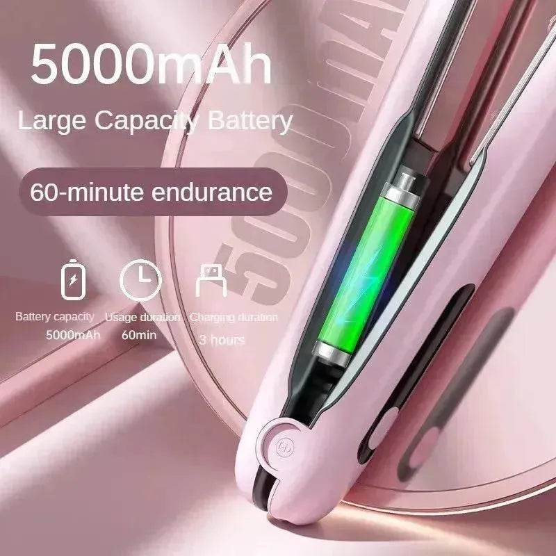 Wireless Hair Straightener Flat Iron Mini 2 IN 1 Roller USB 5000mAh Max 200 Degree Portable Cordless Curler 4 Levels Dry And Wet Uses - EX-STOCK Canada