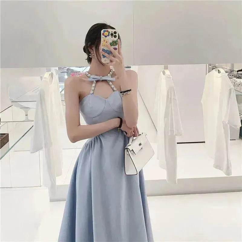 Women Evening Party Dress Diamond Halterneck Charming Sleeveless long Dress for Elegant Chic ladies - EX-STOCK Canada