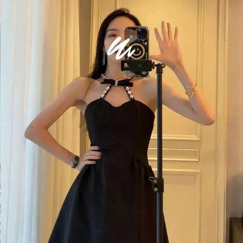 Women Evening Party Dress Diamond Halterneck Charming Sleeveless long Dress for Elegant Chic ladies - EX-STOCK Canada