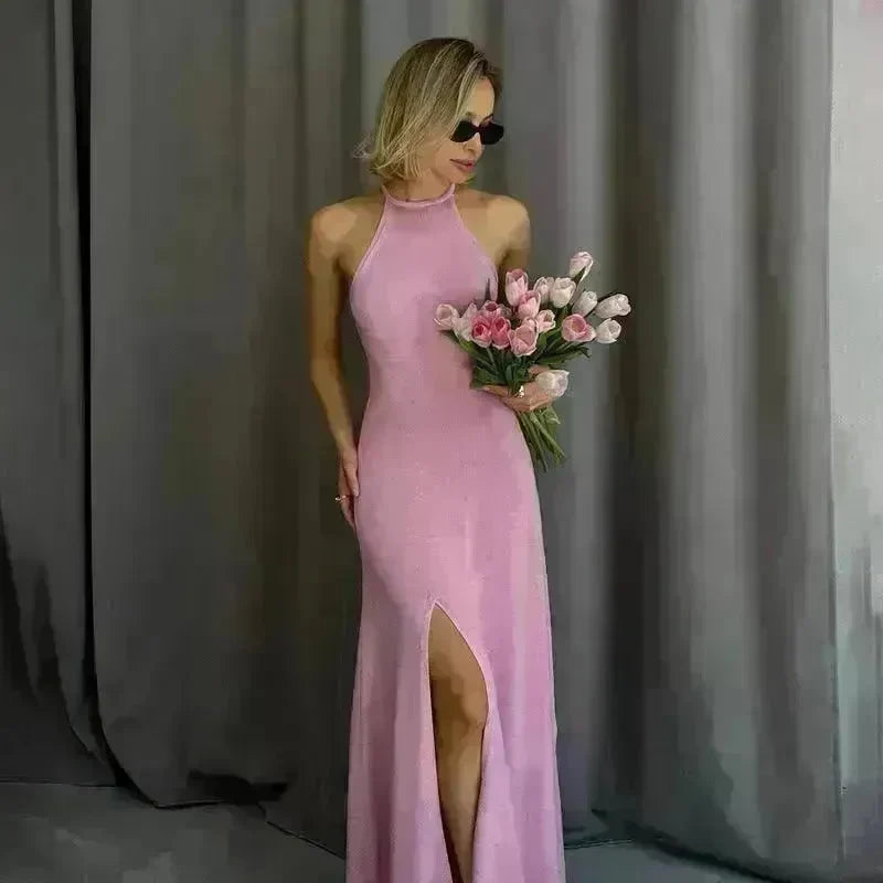 Women Fashion Halter Split Sleeveless Sexy Slim Fit Dress - EX-STOCK CANADA