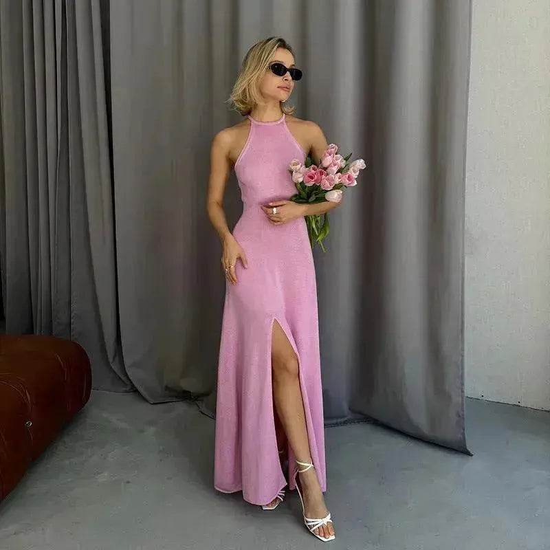 Women Fashion Halter Split Sleeveless Charming Slim Fit Dress - EX-STOCK Canada
