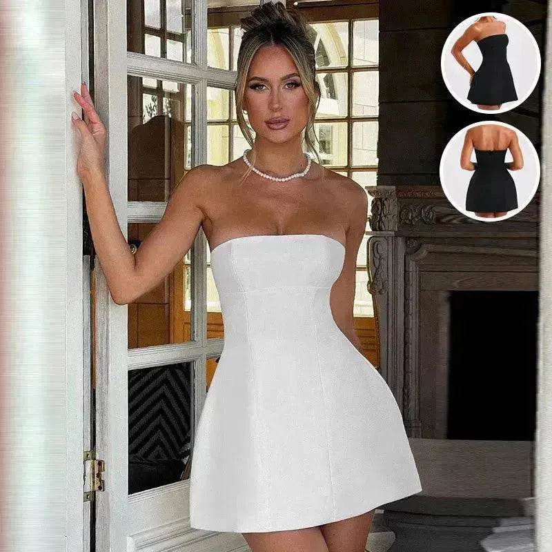 Women Fashion Tube Dress Summer Solid Color Backless Slim Short Party Dress - EX-STOCK Canada