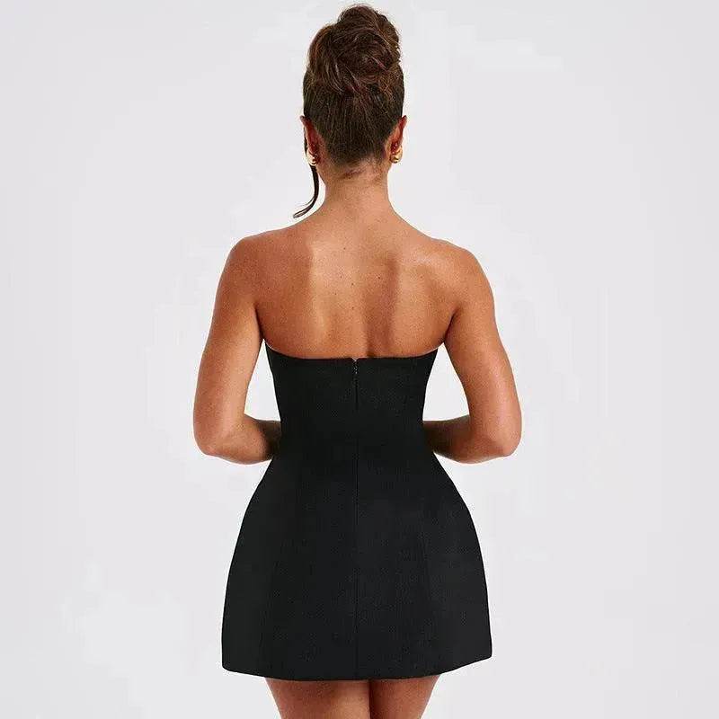 Women Fashion Tube Dress Summer Solid Color Backless Slim Short Party Dress - EX-STOCK Canada