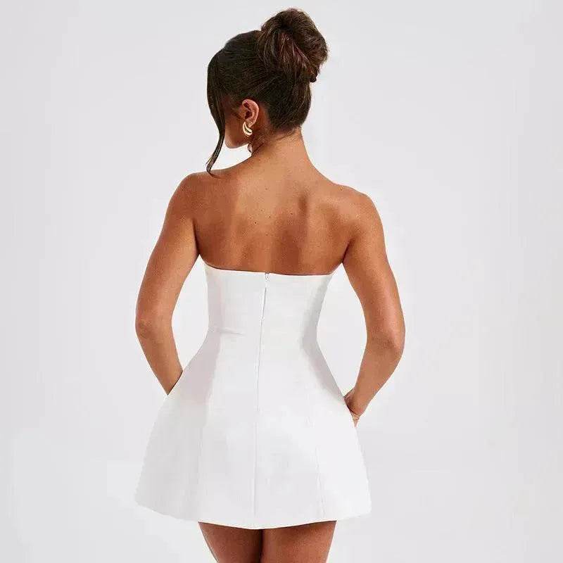 Women Fashion Tube Dress Summer Solid Color Backless Slim Short Party Dress - EX-STOCK Canada