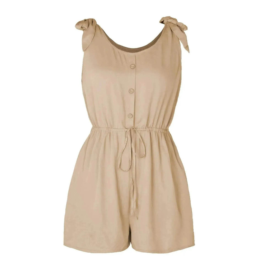 Women's Coconut Buckle Sleeveless Jumpsuit Lace-up - EX-STOCK Canada