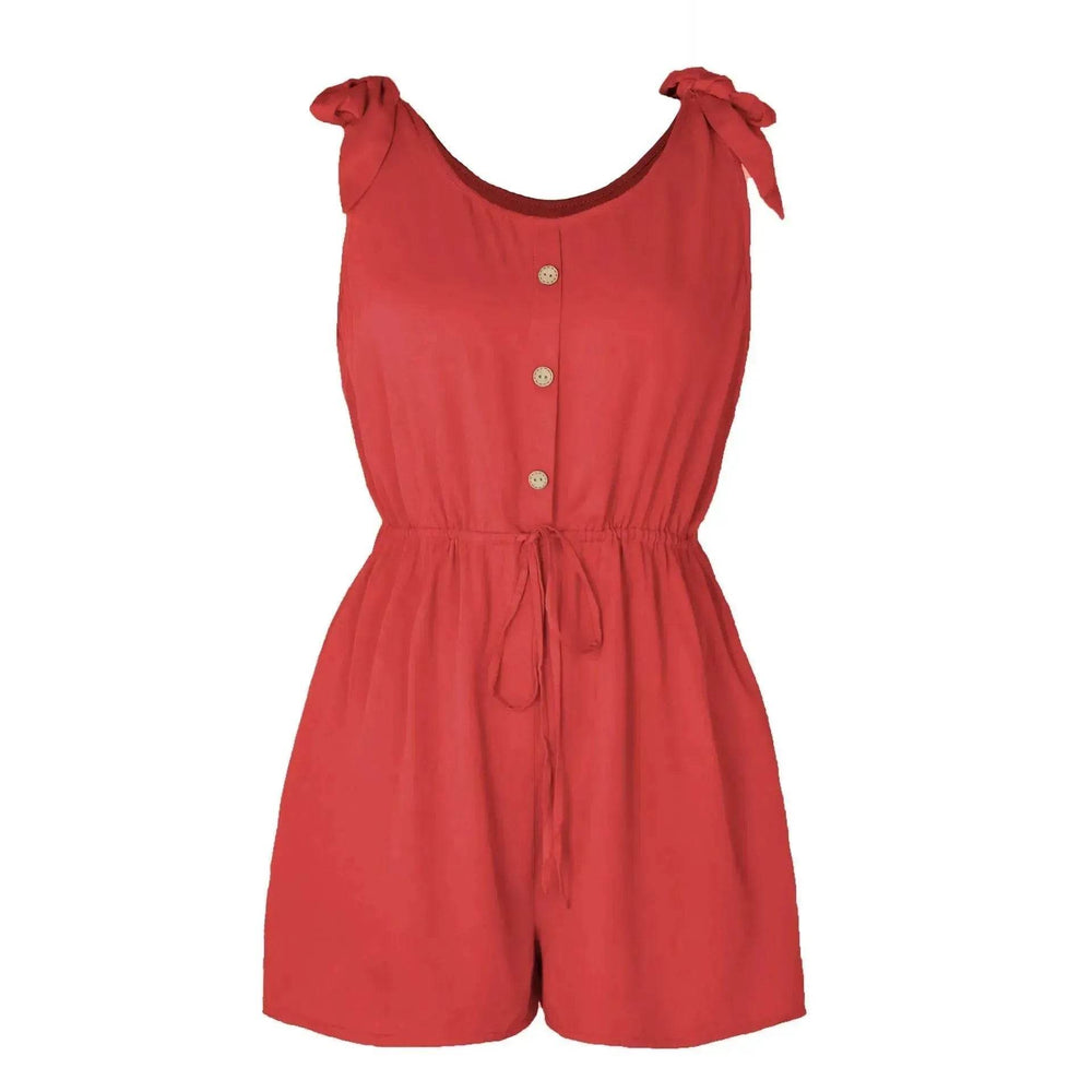 Women's Coconut Buckle Sleeveless Jumpsuit Lace-up - EX-STOCK Canada