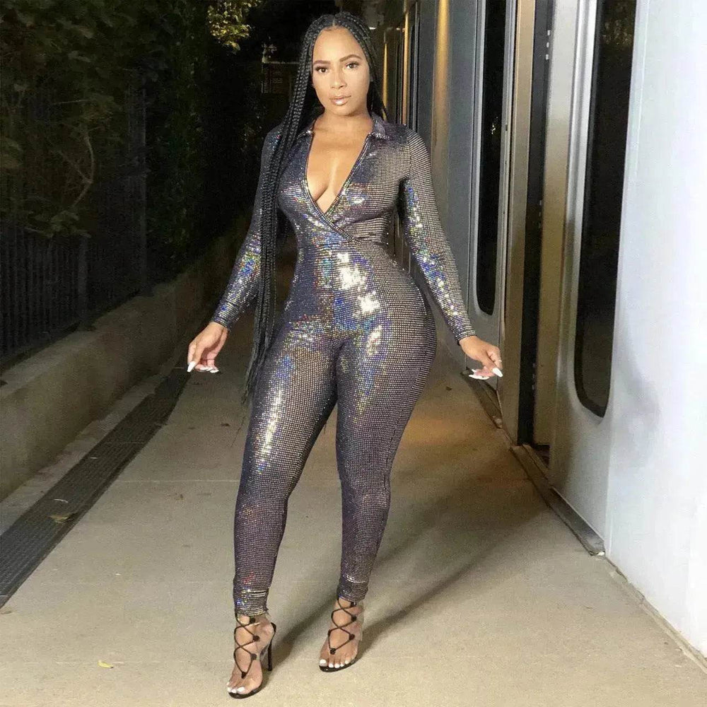 Women's Deep V Bronzing Jumpsuit - EX-STOCK Canada