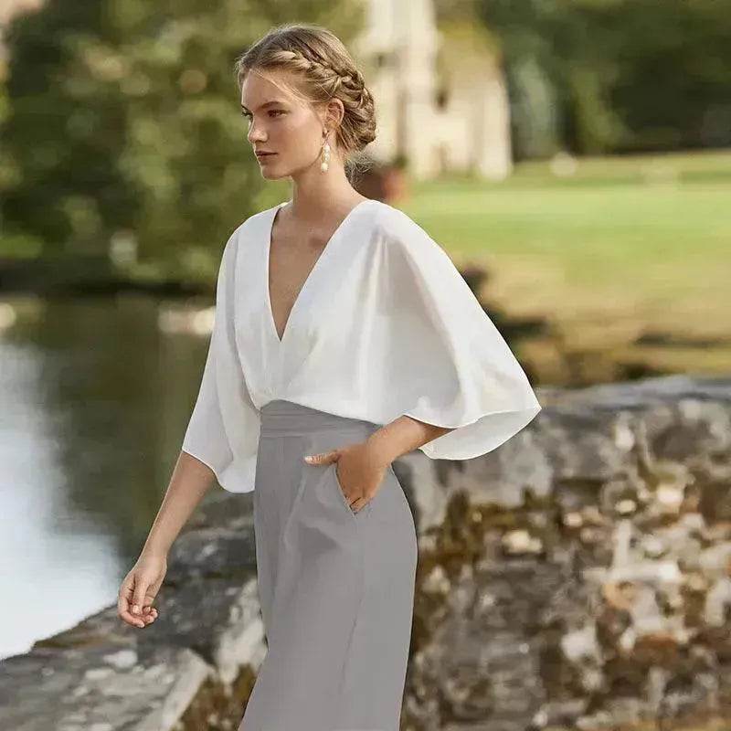 Women's Deep V High Waist Wide Leg Jumpsuit - EX-STOCK Canada