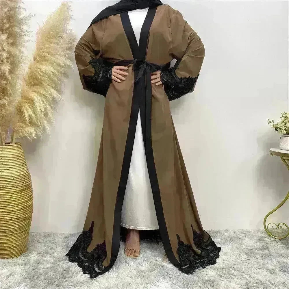 Women's Fashion Dark Brown Arab Cardigan Robe - EX-STOCK CANADA