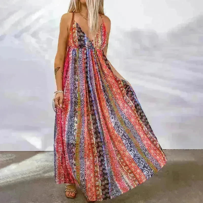 Women's Fashion High Waist Sling Cross Deep V-neck Dress - EX-STOCK CANADA